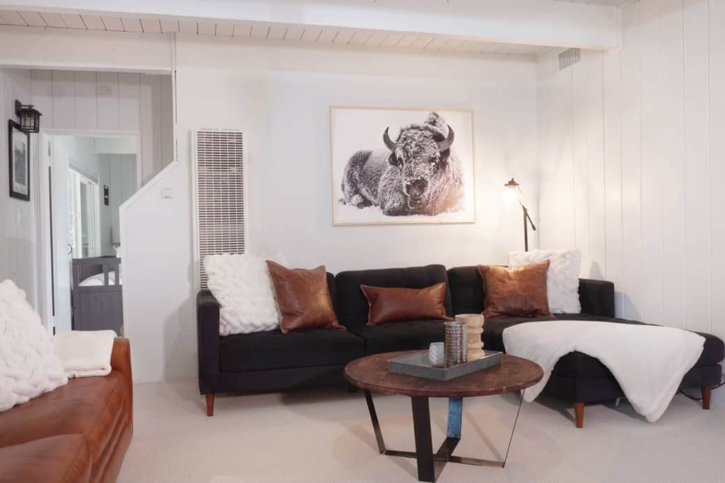 Everyone get cozy and watch a movie downstairs.