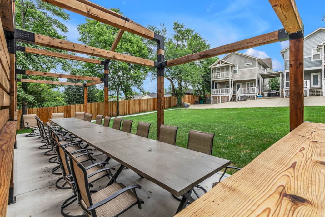 Upscale dining room with side bar area