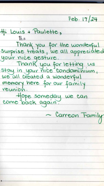 Handwritten guest letter family reunion Raya P09 Manila