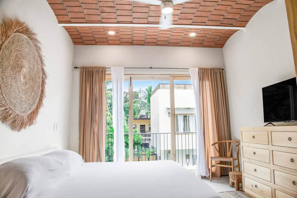 [Bedroom #1] King bed, TV, private balcony & bathroom