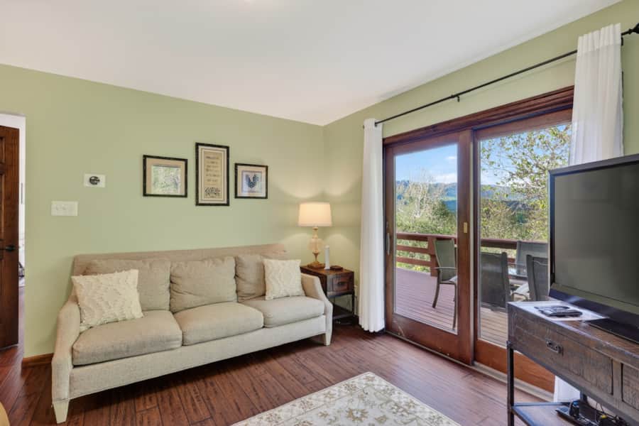 Living room with deck access