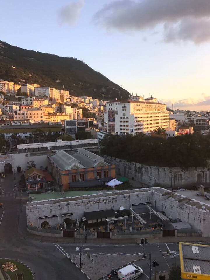 View from balcony looking over casemates square/the rock