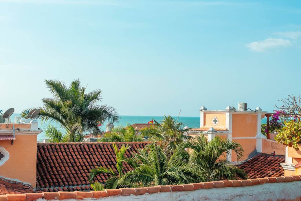 Astonishing view of the Caribbean sea from our rooftop.