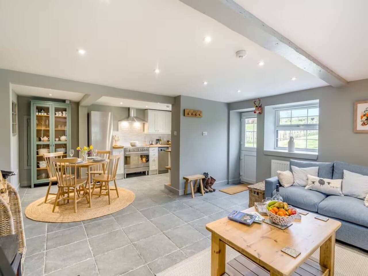 Open plan kitchen dining living area
