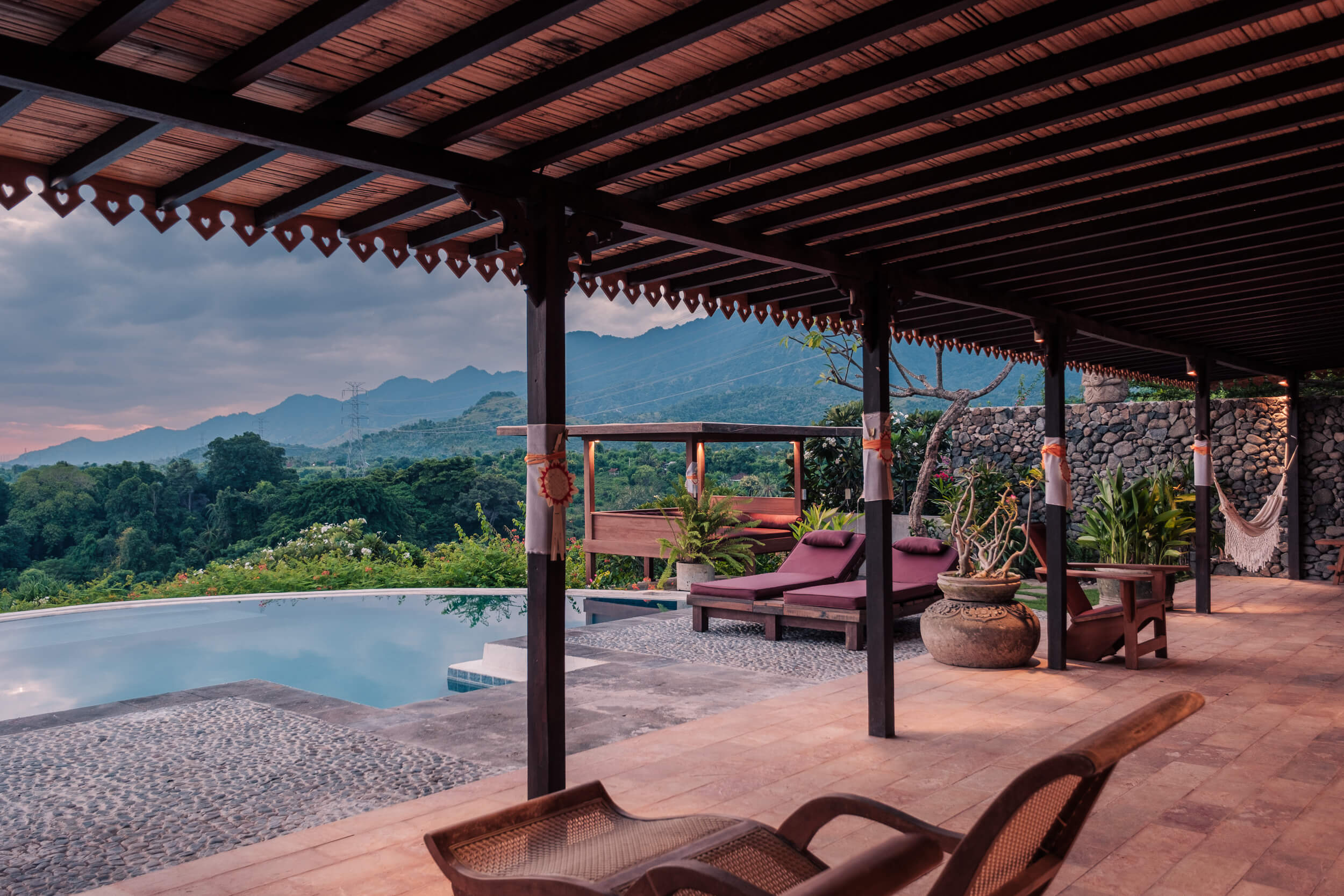 Exterior view of Villa Shanti with modern architecture and lush greenery