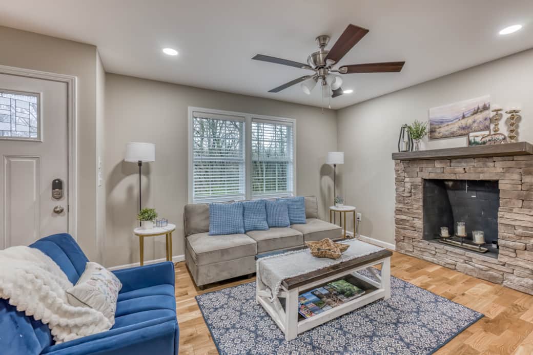 Spacious living room designed for gathering and relaxing. Spacious living room designed for gathering and relaxing.