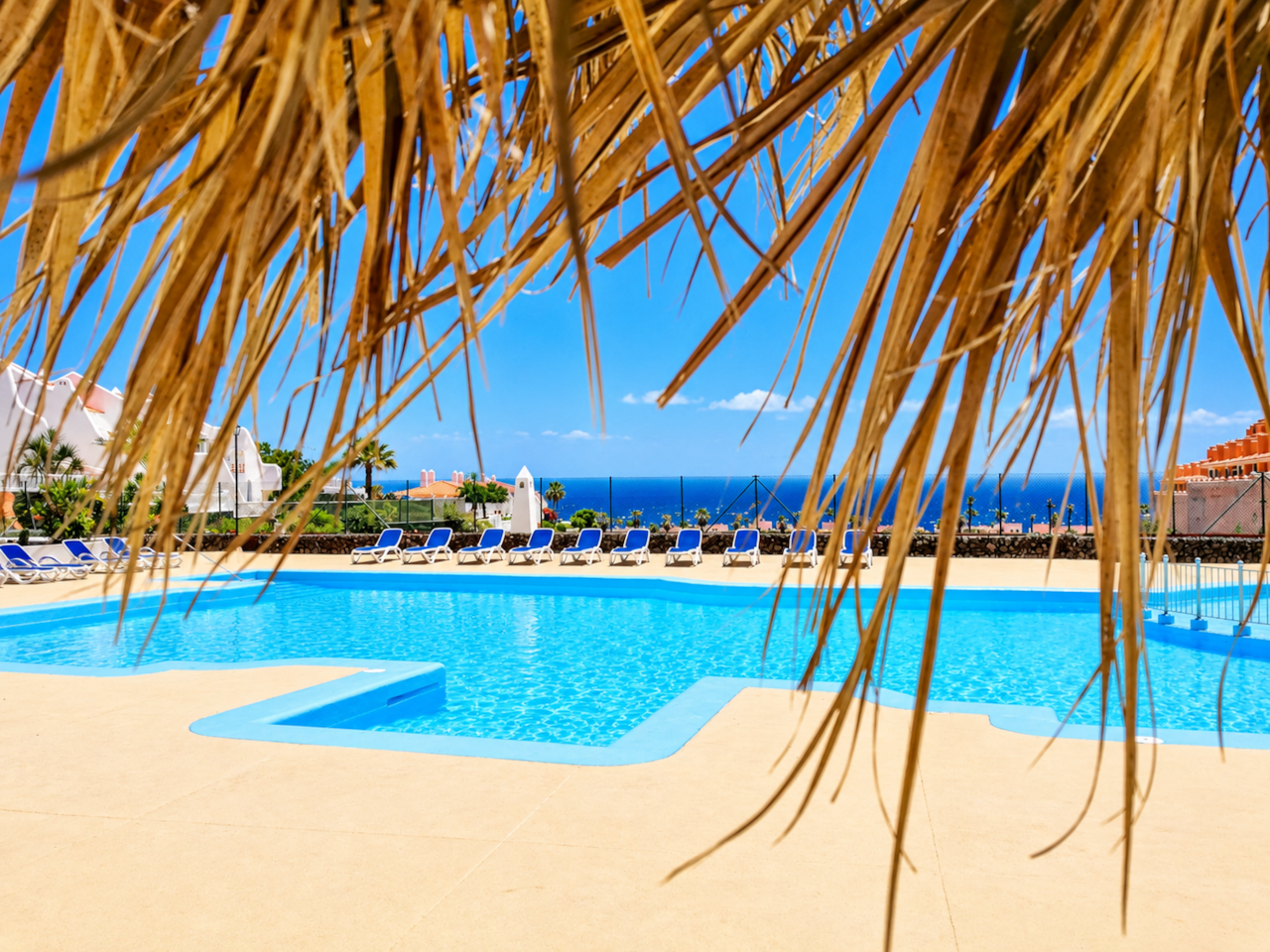 View of the pool and ocean from the umbrella