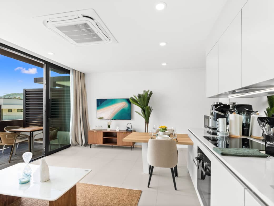 Living room + kitchen area