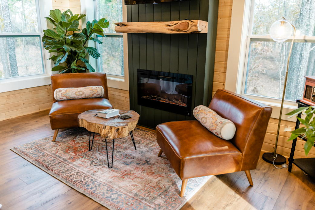 Living area with LED fireplace