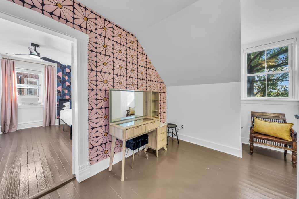 Upstairs Loft Area with a lighted mirror vanity desk.
