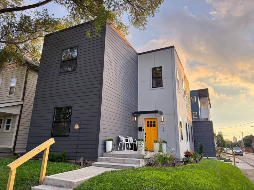 Modern architecture meets warmth and charm - enjoy the sleek design, bold pops of color, and welcoming front porch that set the tone for your stay.