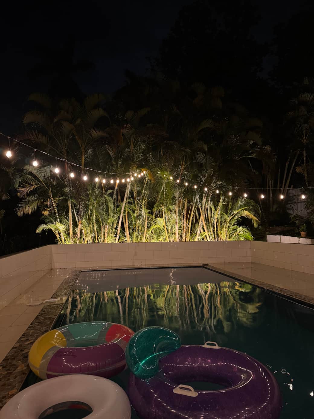 Pool area at night