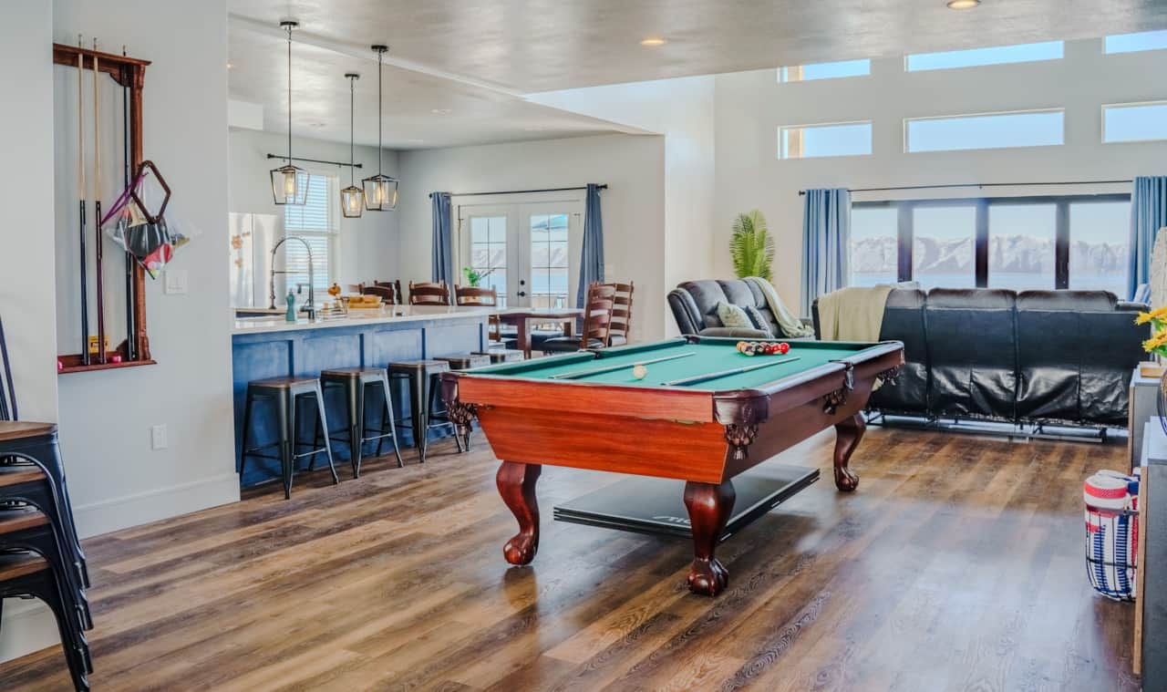 Regulation pool table in Great Room. Converts to Ping Pong table/extra dining table
