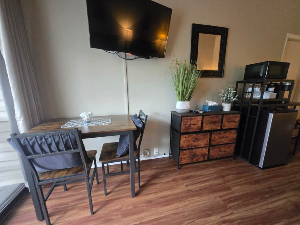 Table, tv, and dresser Table, tv, and dresser