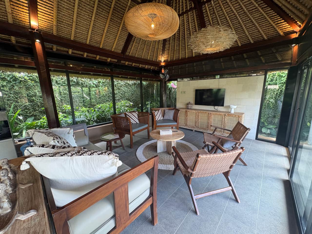 Flexible open and enclosed living area in private Bali villa near Ubud