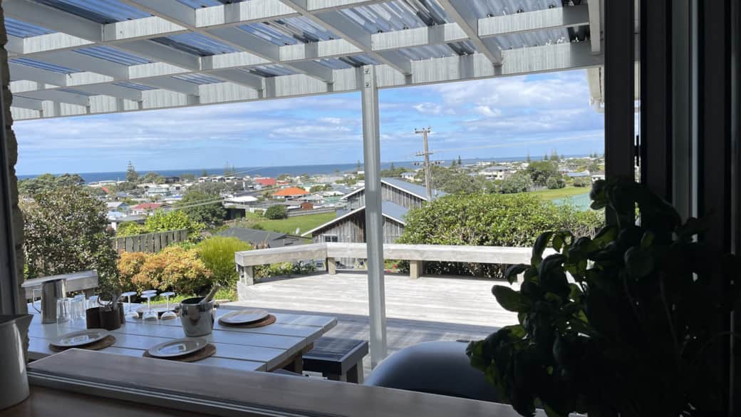 Sea views all day through the kitchen window