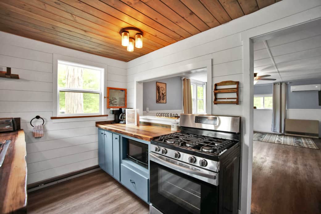 Kitchen with Keurig and coffee pot, outdoor bbq, crockpot. 