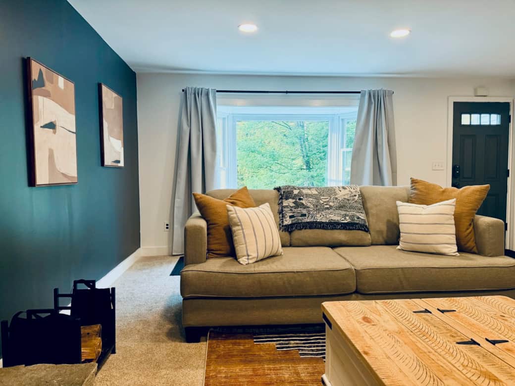 The living room right off the front entrance