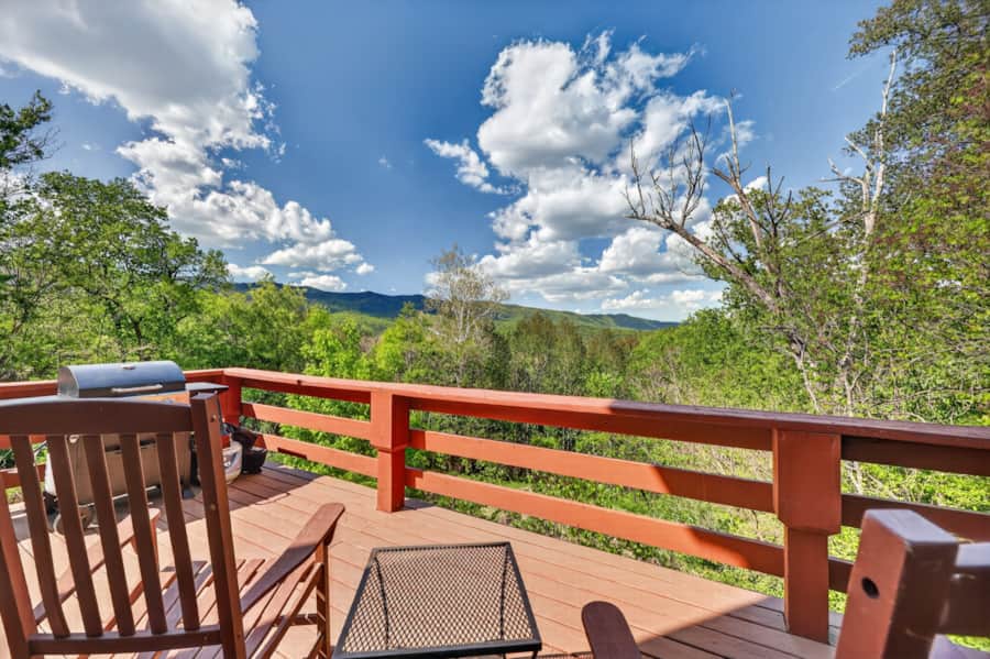Deck seating with mountain views