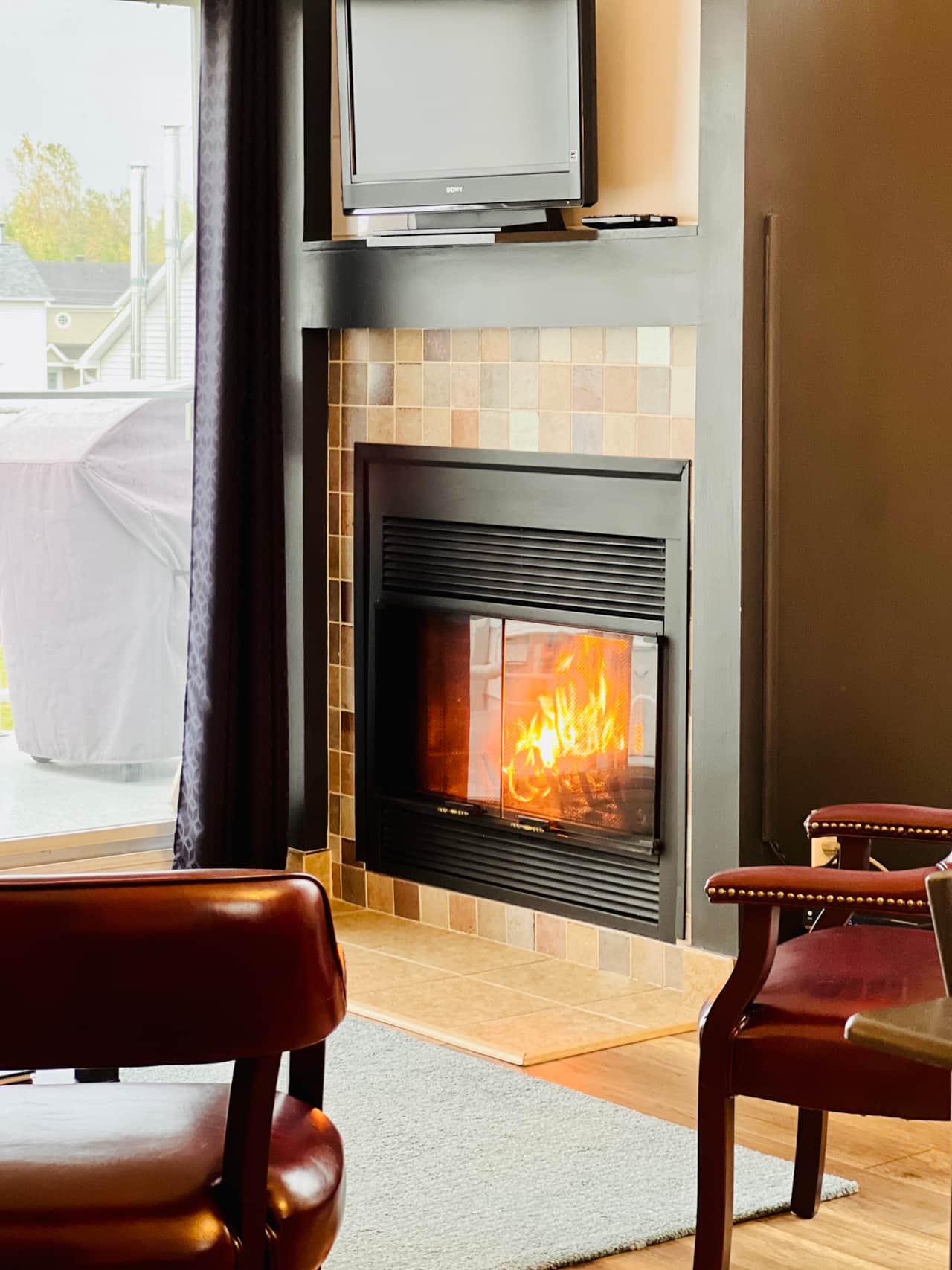 Wood burning fireplace