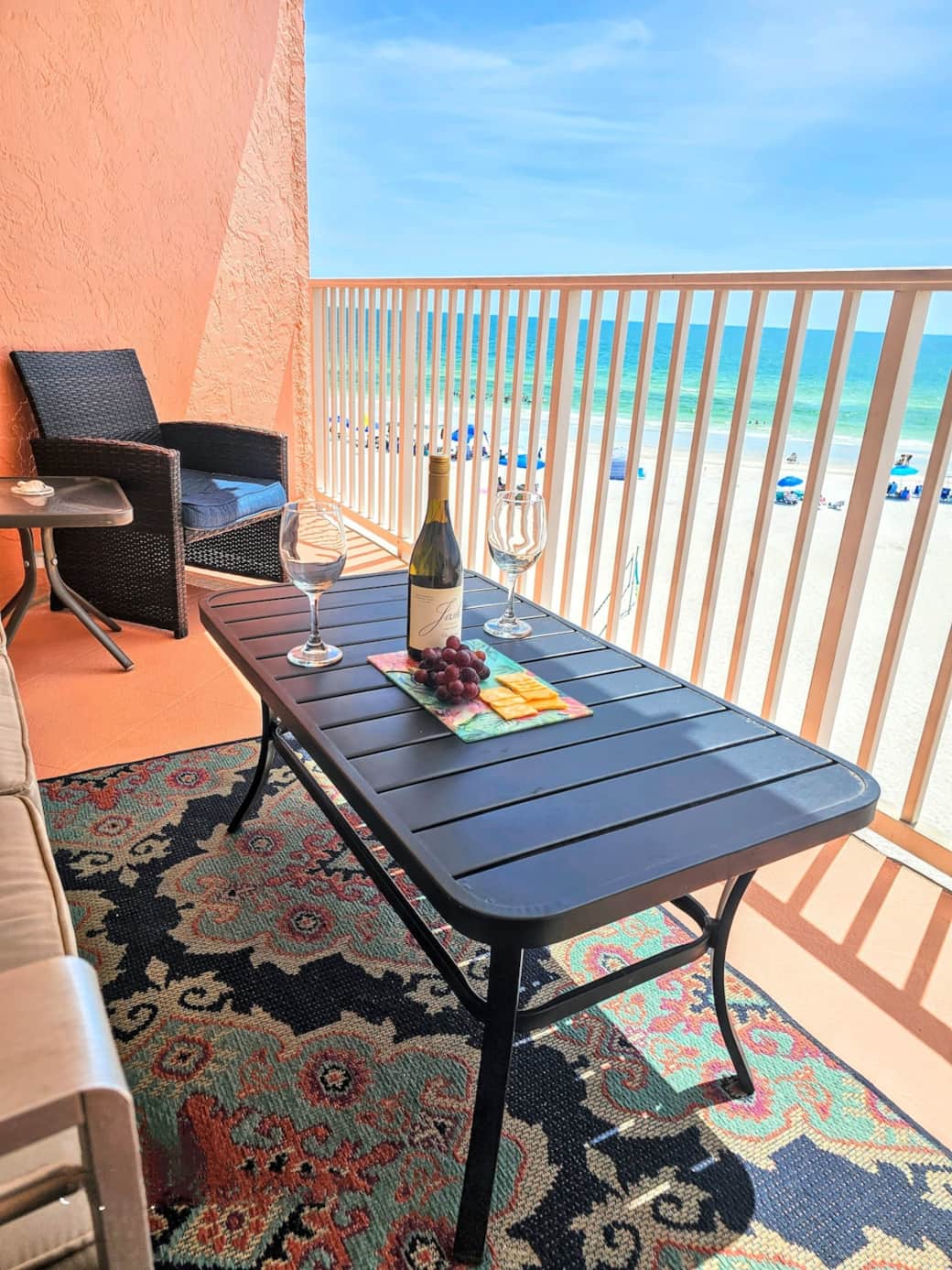 If all you want to do is relax on the beach, it doesn't get any better!  Totally updated 3 BR, 2 Bath no carpet BEACH FRONT, GULF FRONT condo that sleeps up to 9.  FREE WIFI, FREE Parking.2 balconies and the VIEWS! Heated pool and hot tub!Book it!
