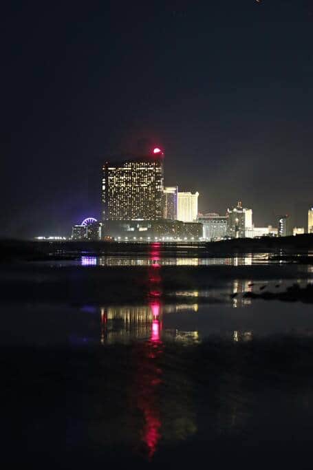 Beautiful Brigantine Beach lit up with the Atlantic City skyline.