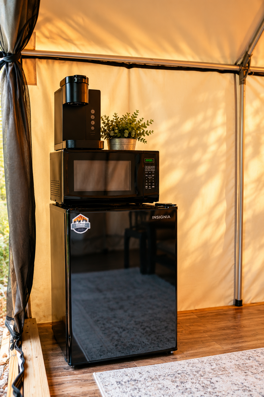 Mini Fridge, Microwave, Keurig