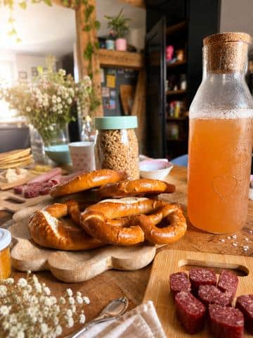 Briozels et jus de pommes