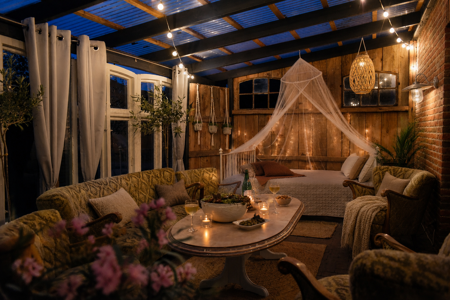 gemütlicher Sommerabend im Outdoor-Wohnzimmer