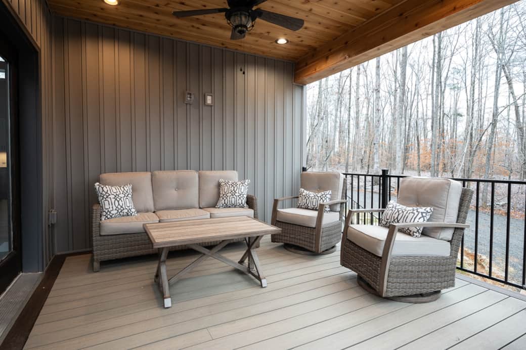 Covered deck seating area