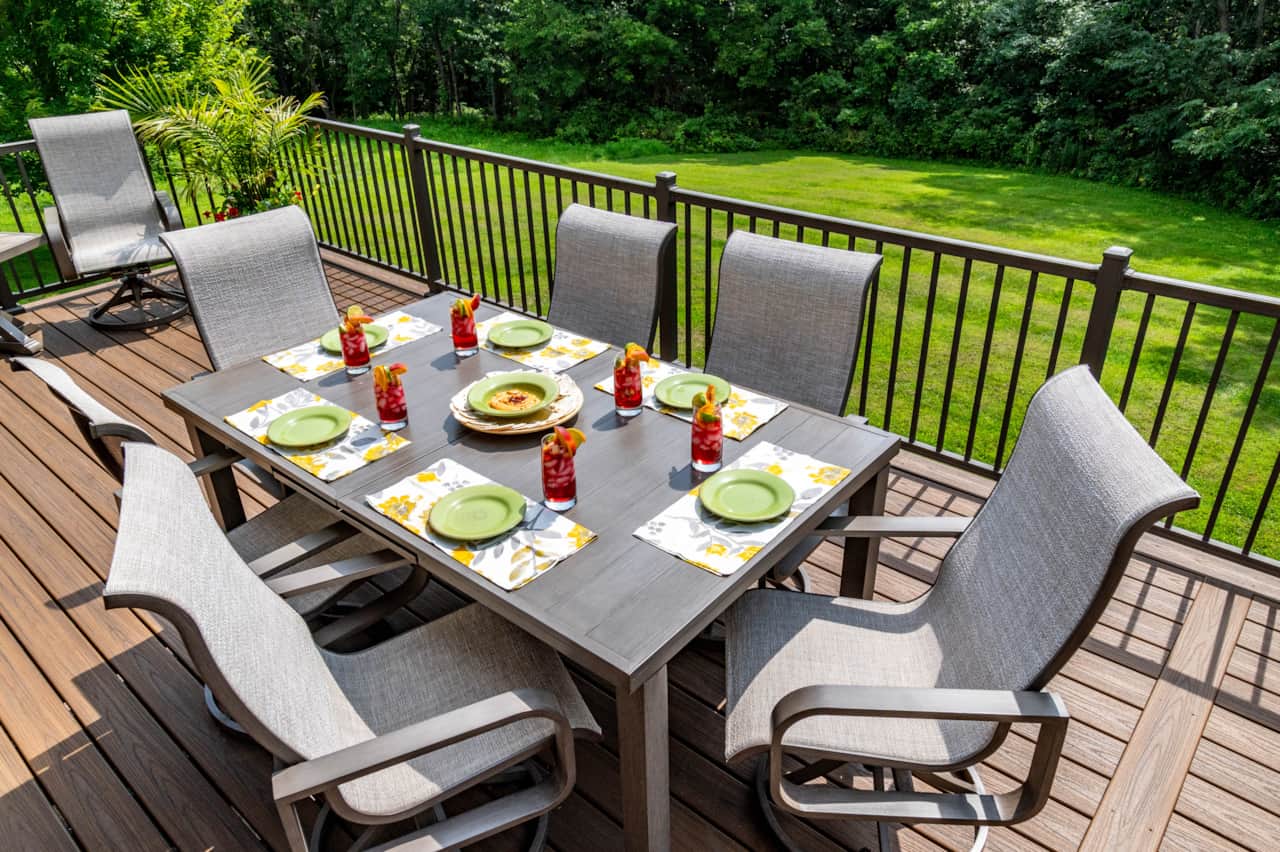 Large Deck Overlooking a Beautiful Yard and Wall of Woods