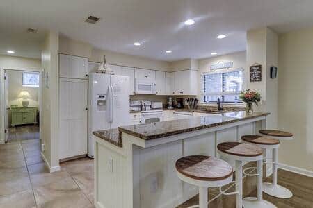 Kitchen bar with stools at 13 Beach Stop Hilton Head