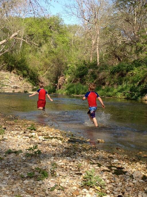 Shallow part of creek near rocky beach