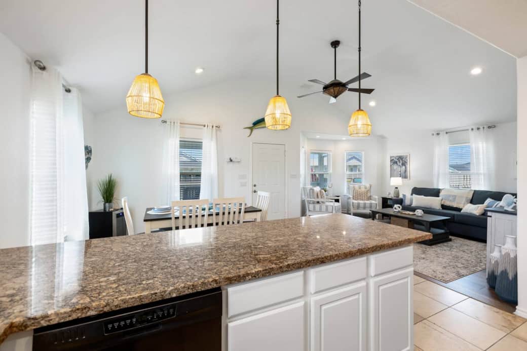 Kitchen opens to the dining and family room so you never feel secluded.