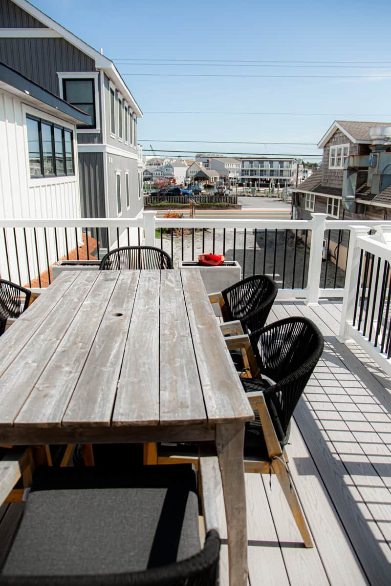 Deck looks over the marina Deck looks over the marina