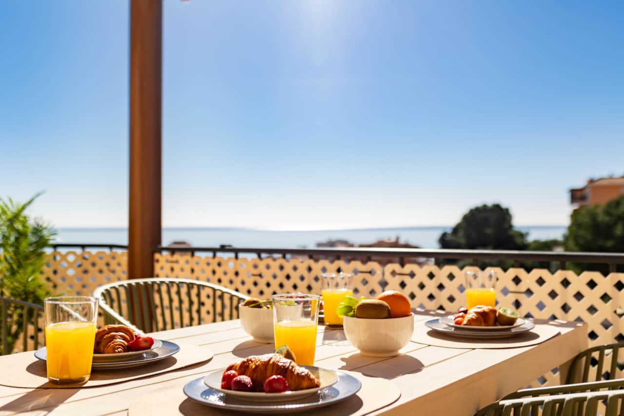 Sea view terrace breakfast setting