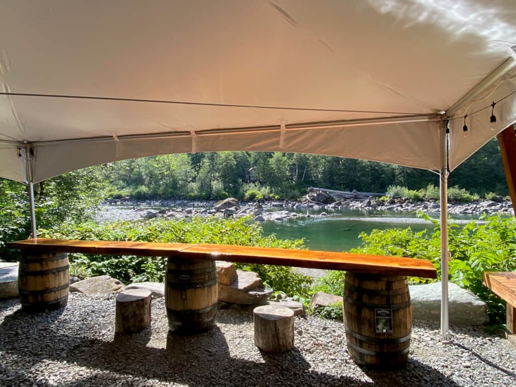 Bar top seating.