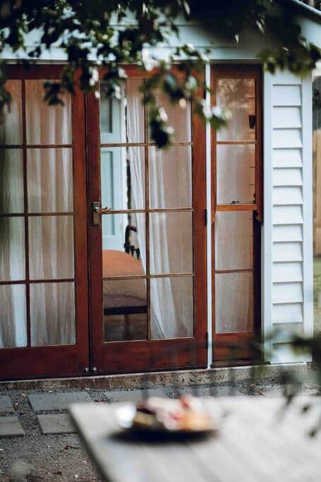 French doors outdoor dining