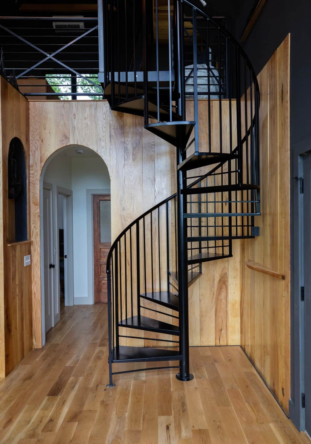 Spiral staircase leading to upstairs loft/sleeping area. Spiral staircase leading to upstairs loft/sleeping area.