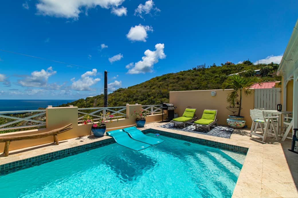 Pool floats and gas grill provided