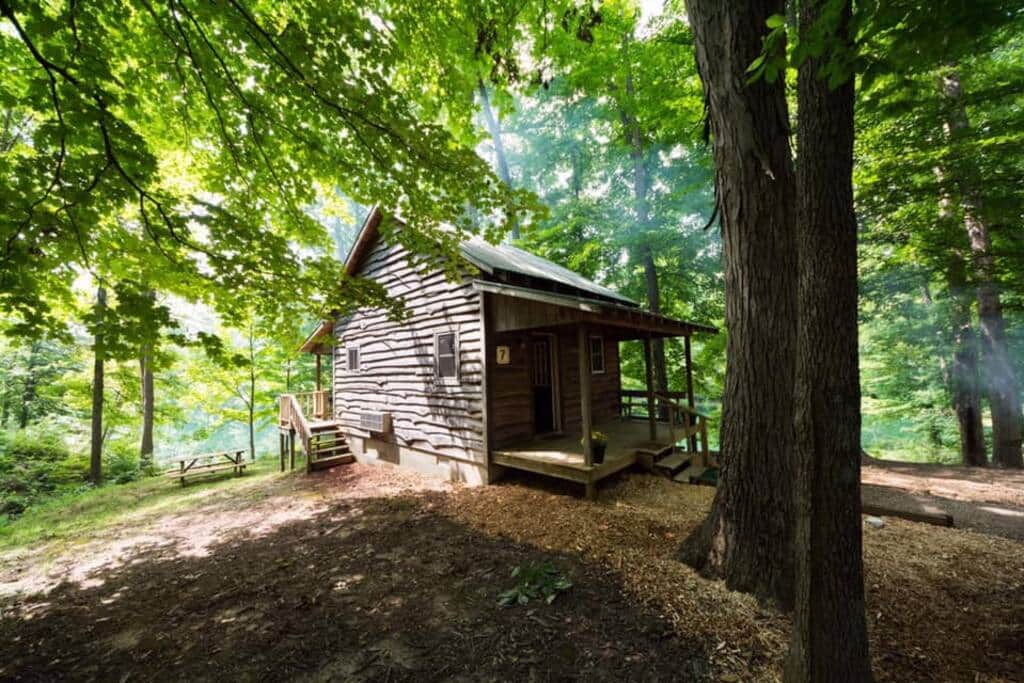 Rustic Cabin 7 with front and back porch.