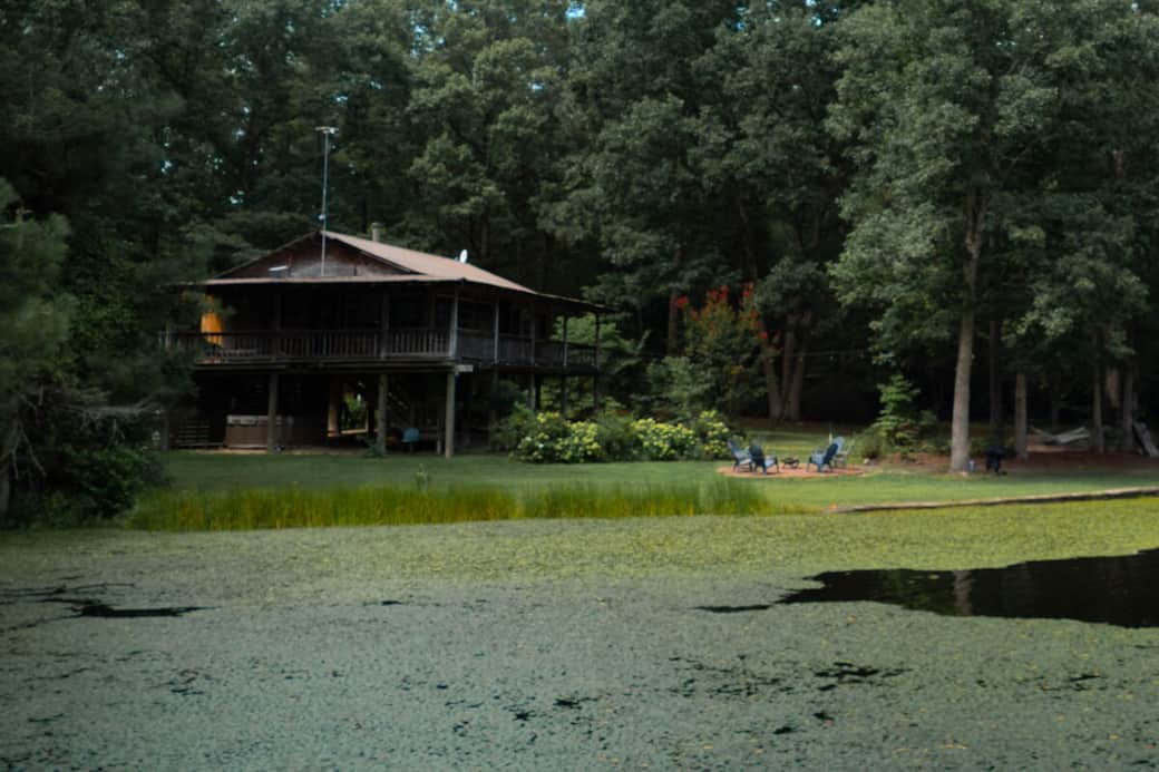 The cabin from across our small cove. 