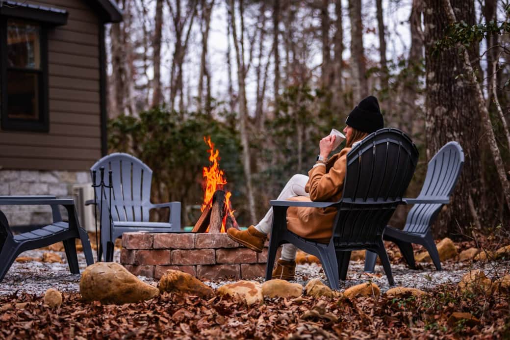 Enjoy your favorite beverage, smore's, and relax around the private fire pit.