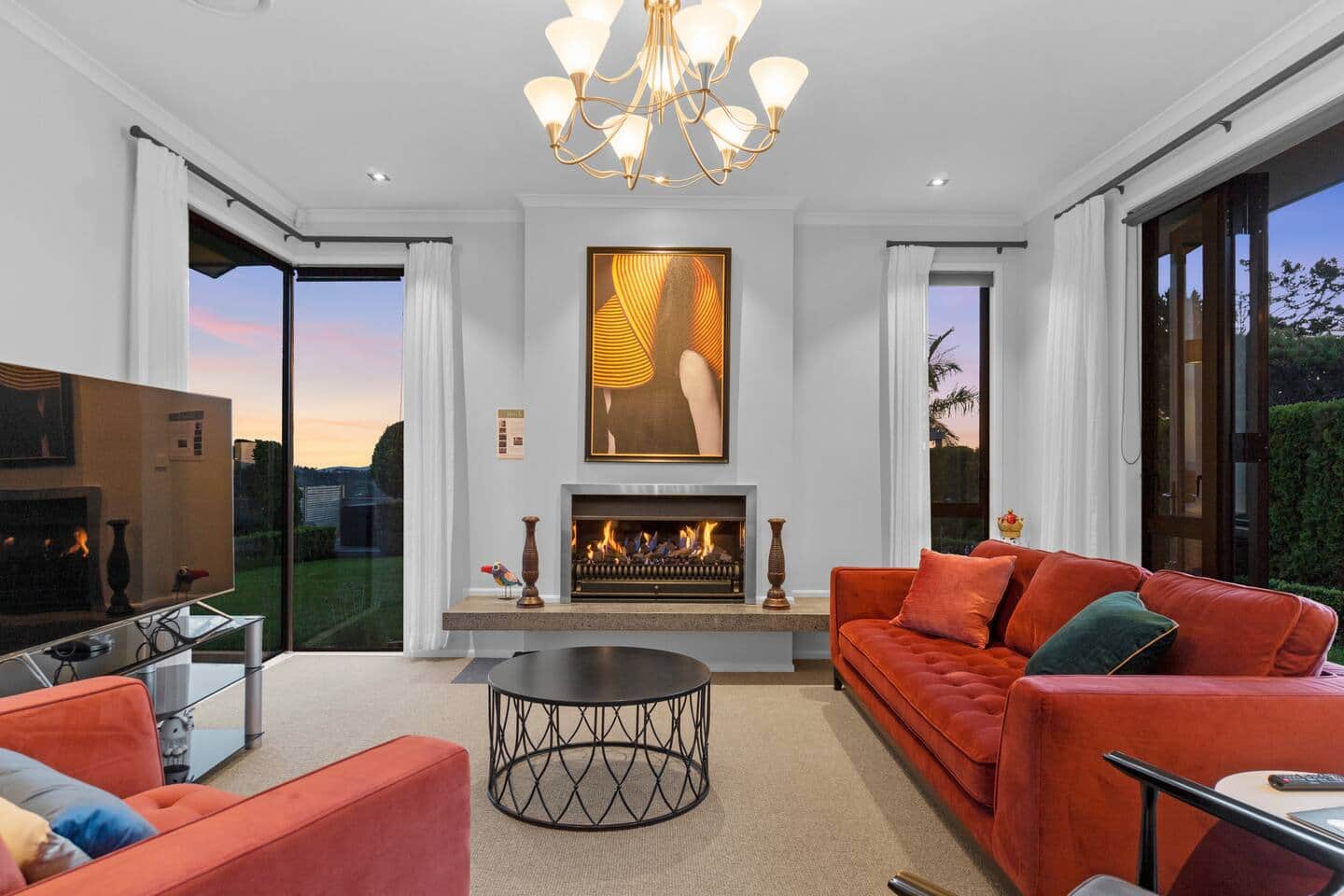 Cresta Vista Retreat main living area with panoramic Auckland views