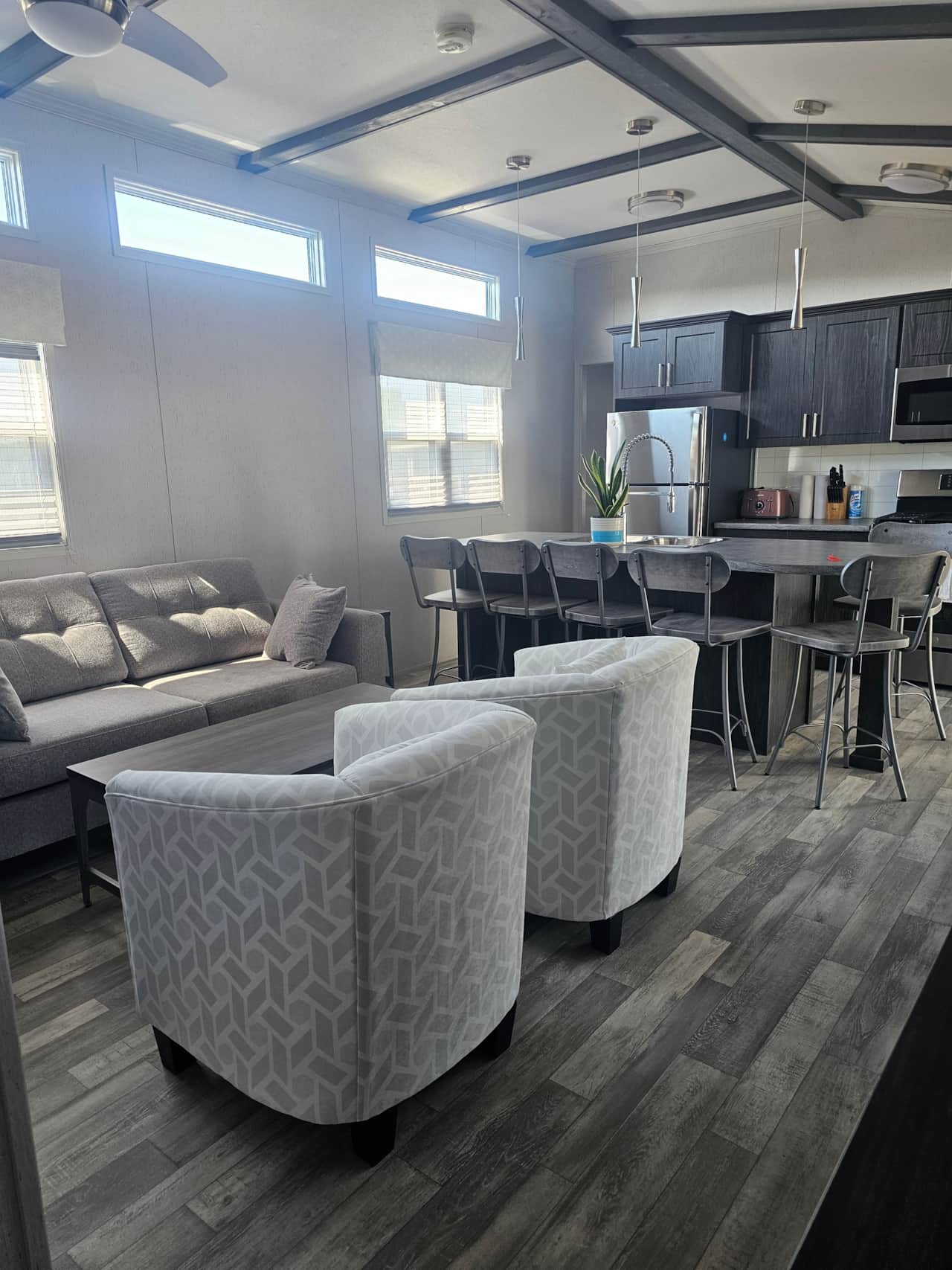 Living and dining areas