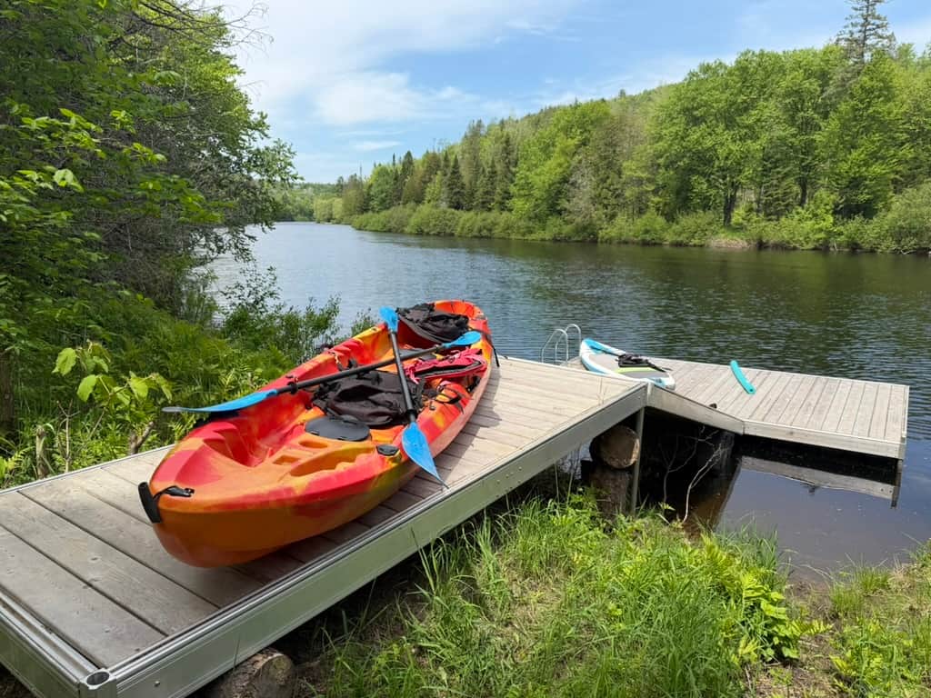 Kayak and SUP on dock