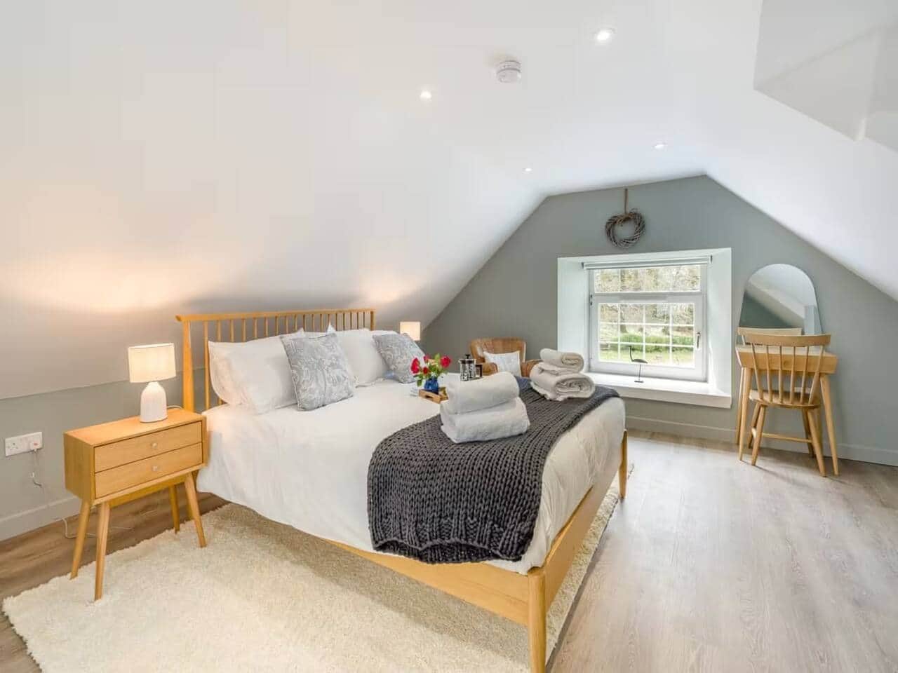 Master bedroom king size bed countryside views