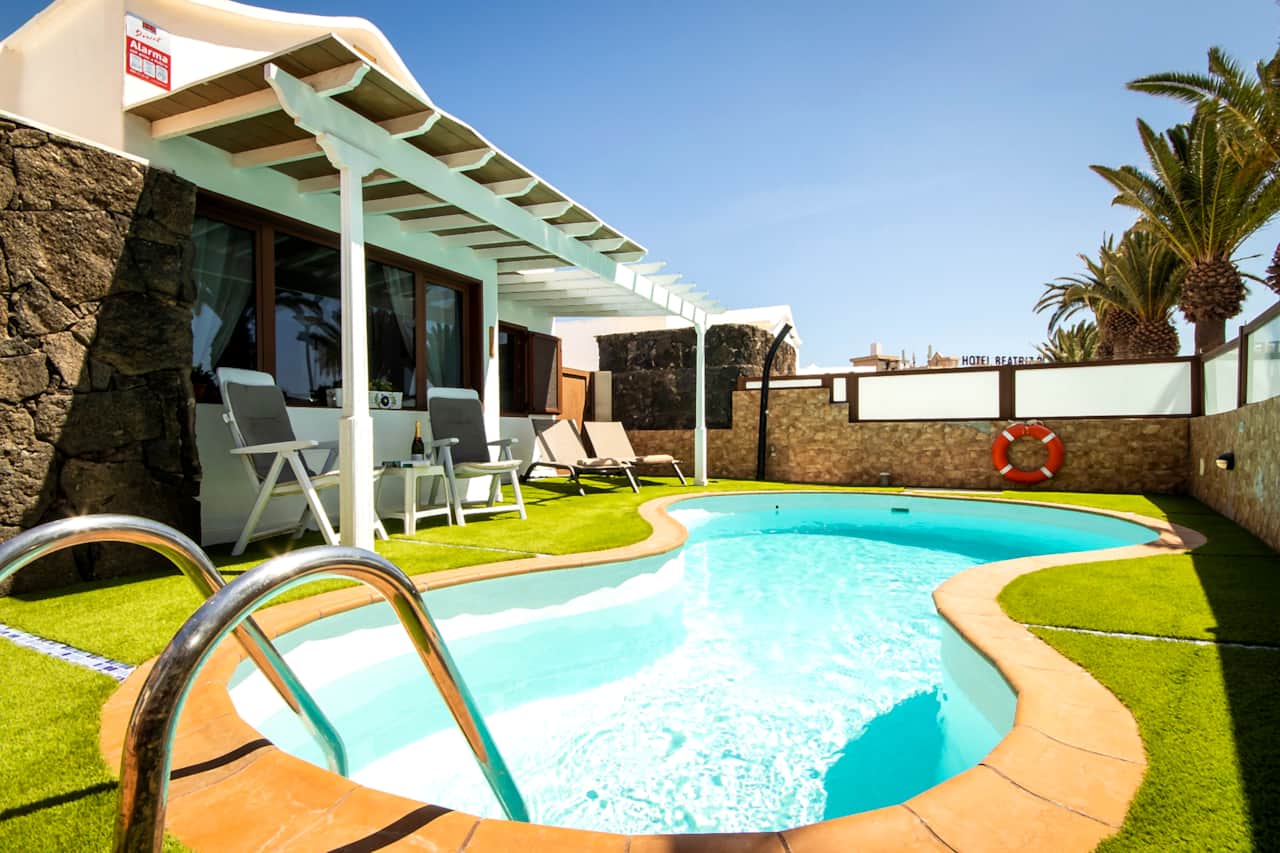 Heated private pool at Villa Dyala, AZ Rentals accommodation in Puerto del Carmen