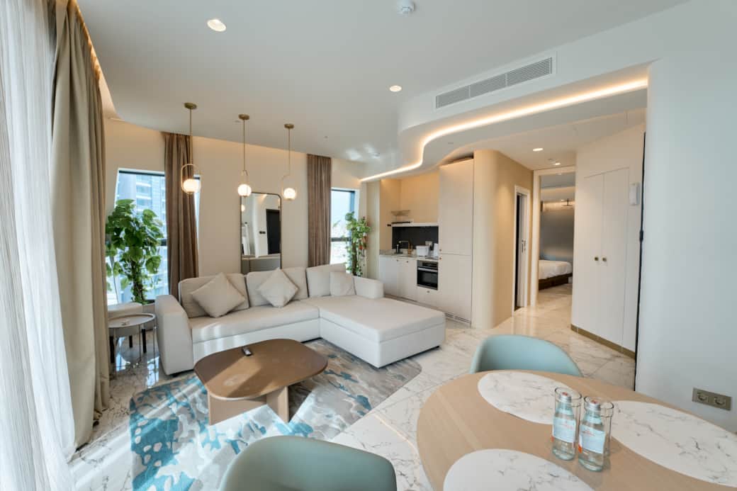 Contemporary Living Space with Smart TV and Dining Corner Contemporary Living Space with Smart TV and Dining Corner