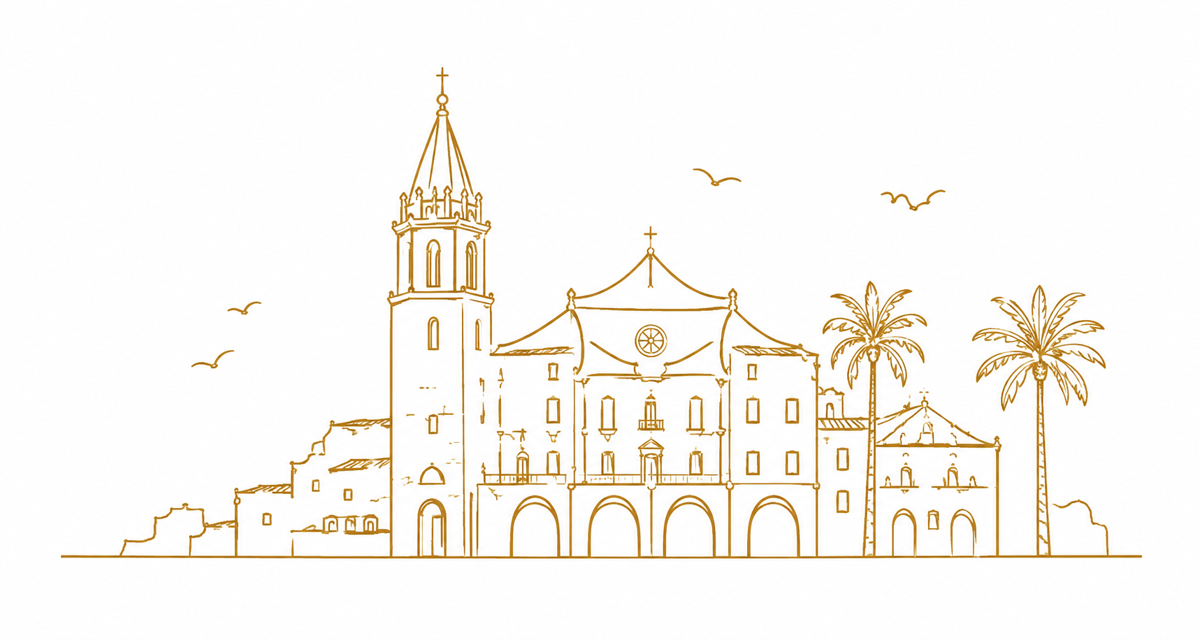 Golden line illustration inspired by Tarragona